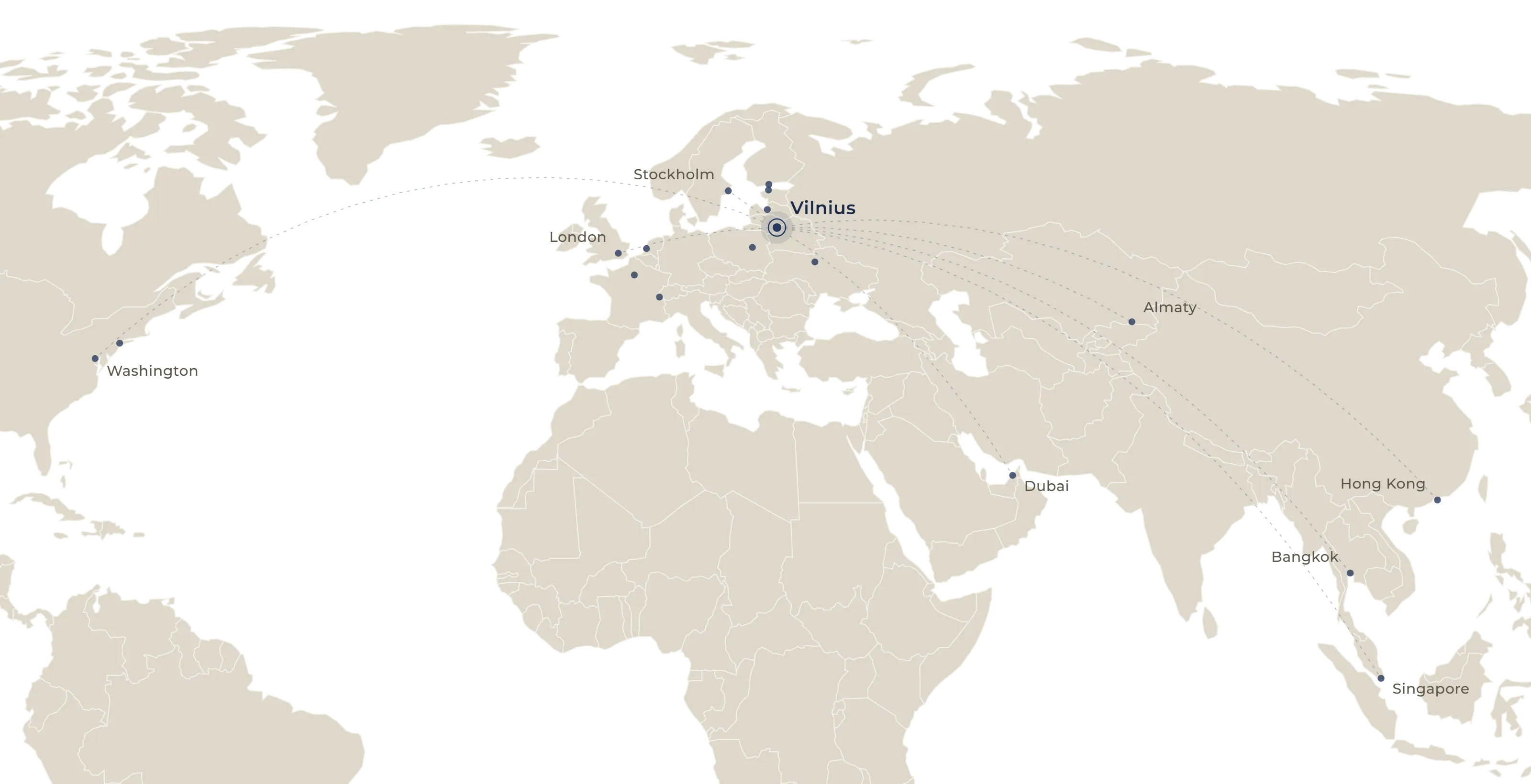 Map of MMSP’s geographic reach, centred on Vilnius